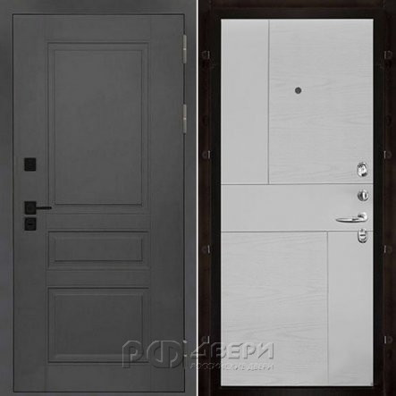 Входная металлическая дверь Сенатор ПЛЮС SOLID Fusion (Cерый нубук soft/Chiaro Patina Argento (Ral 9003))