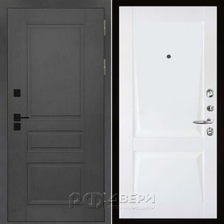 Входная металлическая дверь Сенатор ПЛЮС SOLID Perfecto (Cерый нубук soft/Белый бархат)