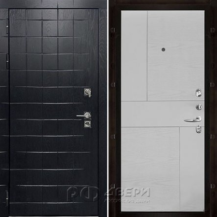 Входная металлическая дверь Сенатор ПЛЮС ALBERO BLACK Fusion (Альберо Блэк/Chiaro Patina Argento (Ral 9003))