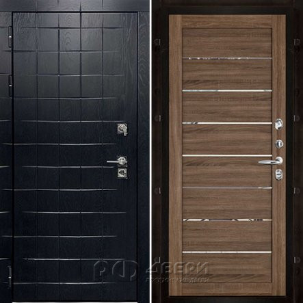 Входная металлическая дверь Сенатор ПЛЮС ALBERO BLACK LIGHT 2125 (Альберо Блэк/Зеркало серый велюр)