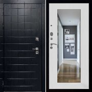 Входная металлическая дверь Сенатор ПЛЮС ALBERO BLACK (Альберо Блэк/Зеркало белый сандал)
