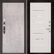 Входная металлическая дверь Новатор LIGHT 2110 (Серый шпат/Зеркало капучино велюр)