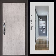 Входная металлическая дверь Новатор (Серый шпат/Зеркало белый сандал)