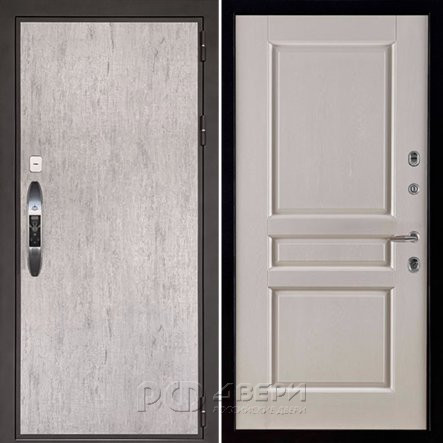 Входная металлическая дверь Новатор Виктория (Серый шпат/Эмаль слоновая кость)