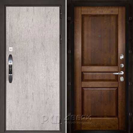 Входная металлическая дверь Новатор Гармония (Серый шпат/Античный орех)