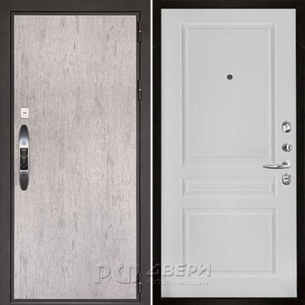 Входная металлическая дверь Новатор Турин (Серый шпат/Эмаль белая)