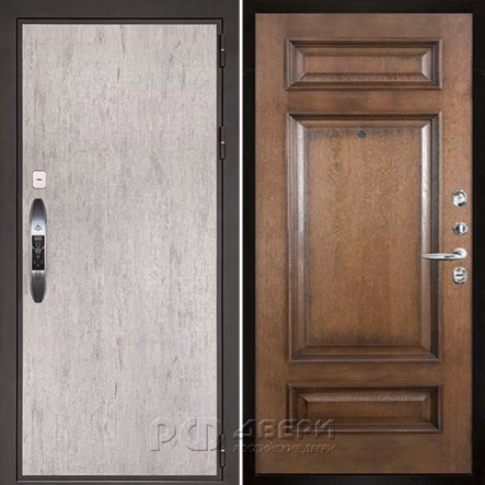 Входная металлическая дверь Новатор Рим багет (Серый шпат/Коньяк)