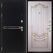 Входная металлическая дверь Президент S1Z Александрия (Графит с блестками антик/Эмаль слоновая кость/Патина золото)