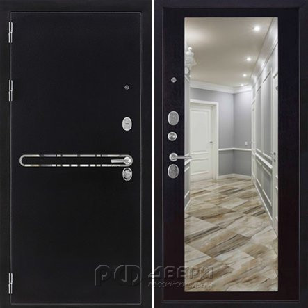 Входная металлическая дверь Президент S1Z (Графит с блестками антик/Зеркало венге)
