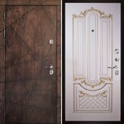 Входная металлическая дверь Вегас Александрия (Лиственница мореная/Эмаль слоновая кость/Патина золото)