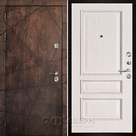 Входная металлическая дверь Вегас Вена (Лиственница мореная/Белая патина)