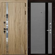 Входная металлическая дверь Tesla Uno (Дуб Мелфорд софт LW/Grigio (Ral 7015))