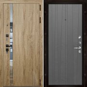 Входная металлическая дверь Tesla Trend (Дуб Мелфорд софт LW/Grigio (Ral 7015))