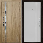 Входная металлическая дверь Tesla Uno (Дуб Мелфорд софт LW/Chiaro (Ral 9003))