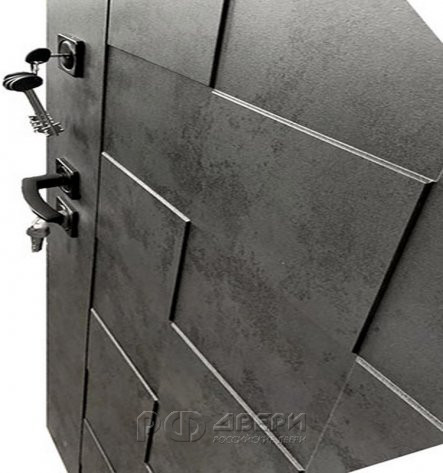 Входная металлическая дверь Quadro Perfecto (Бетон графит темный/Светло-серый бархат)