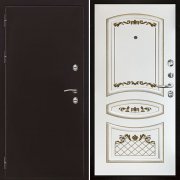 Входная металлическая дверь Термо 3 Алина (Антик медь/Эмаль белая/Патина золото)