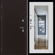 Входная металлическая дверь Термо 3 (Антик медь/Зеркало белый сандал)