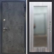 Входная металлическая дверь Optima (Бетон темный/Зеркало сандал серый)