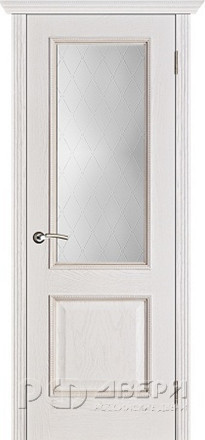 Межкомнатная дверь Шервуд тон 17 со стеклом классик (Белая Патина)