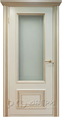 Межкомнатная дверь Поло со стеклом (Слоновая кость/Патина золото)