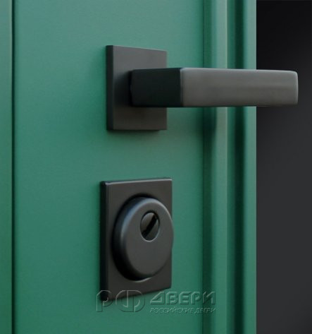 Входная металлическая дверь Олимп (Муар зеленый/Со стеклом лайт софт грей)