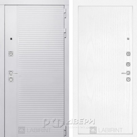 Входная металлическая дверь Piano white 07 (белый софт/белое дерево)