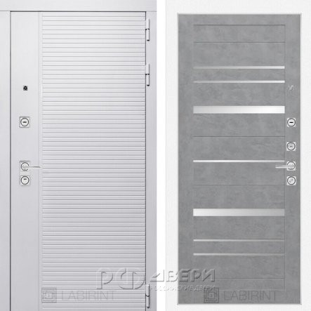 Входная металлическая дверь Piano white 20 (белый софт/зеркало бетон светлый)
