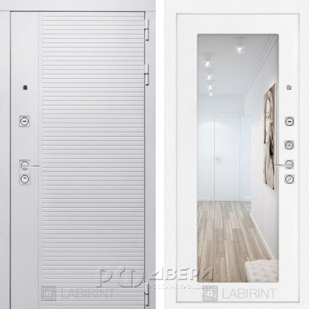 Входная металлическая дверь Piano white 18 (белый софт/зеркало белое дерево)