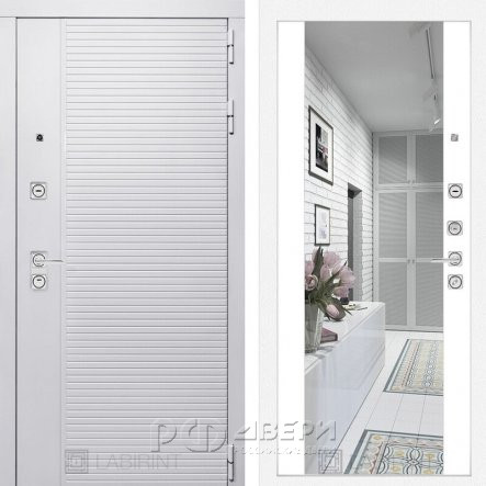 Входная металлическая дверь Piano white (белый софт/зеркало белый софт)