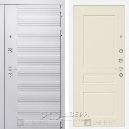 Входная металлическая дверь Piano white 03 (белый софт/крем софт)
