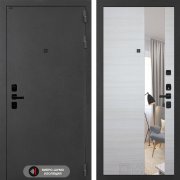 Входная металлическая дверь Acustic (муар серый с блестками/зеркало акация светлая горизонтальная)