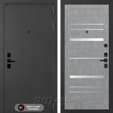 Входная металлическая дверь Acustic 20 (муар серый с блестками/зеркало бетон светлый)