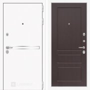 Входная металлическая дверь Line white 03 (шагрень белая/орех премиум)