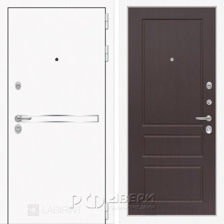 Входная металлическая дверь Line white 03 (шагрень белая/орех премиум)
