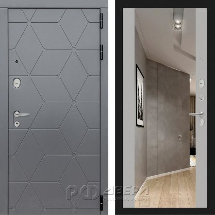 Входная металлическая дверь Cosmo (графит софт/зеркало грей софт)