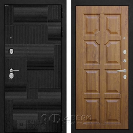 Входная металлическая дверь Pazl 17 (лофт черный/золотой дуб)