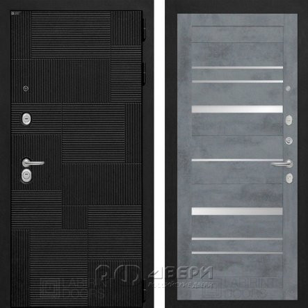 Входная металлическая дверь Pazl 20 (лофт черный/зеркало бетон темный)