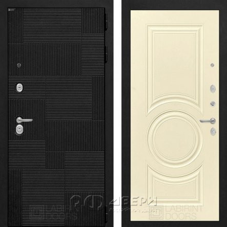 Входная металлическая дверь Pazl 23 (лофт черный/шампань софт)