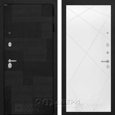 Входная металлическая дверь Pazl 24 (лофт черный/белый софт)