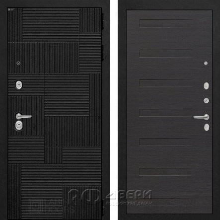 Входная металлическая дверь Pazl 14 (лофт черный/эковенге горизонтальный)