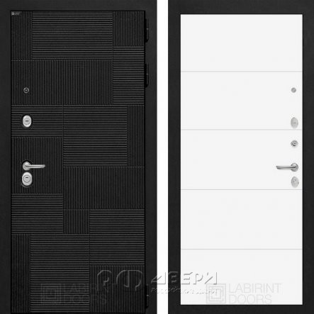 Входная металлическая дверь Pazl 13 (лофт черный/белый софт)
