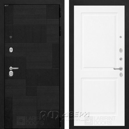 Входная металлическая дверь Pazl 11 (лофт черный/белый софт)