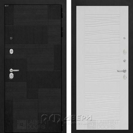 Входная металлическая дверь Pazl 06 (лофт черный/белое дерево)