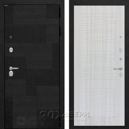 Входная металлическая дверь Pazl 06 (лофт черный/сандал белый)