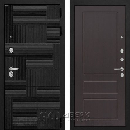 Входная металлическая дверь Pazl 03 (лофт черный/орех премиум)