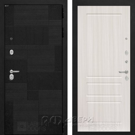 Входная металлическая дверь Pazl 03 (лофт черный/сандал белый)