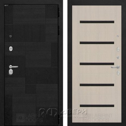 Входная металлическая дверь Pazl 01 (лофт черный/беленый дуб)