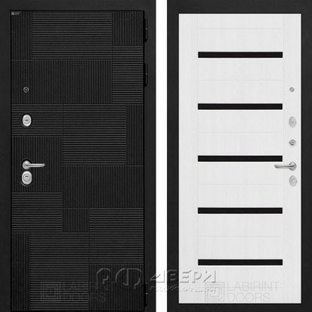 Входная металлическая дверь Pazl 01 (лофт черный/белое дерево)