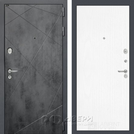 Входная металлическая дверь Loft 07 (бетон темный/белое дерево)
