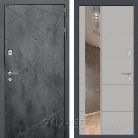 Входная металлическая дверь Loft 19 (бетон темный/зеркало грей софт)